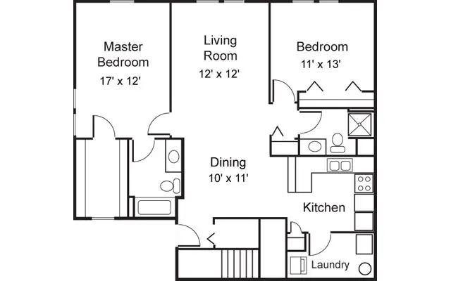 Hillside Terrace Apartments Floorplan 2 Dittmar Realty - Hillside Terrace Apartments Floorplan 2