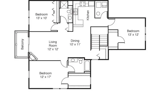 Hillside Terrace Apartments Floorplan 4 Dittmar Realty - Hillside Terrace Apartments Floorplan 4