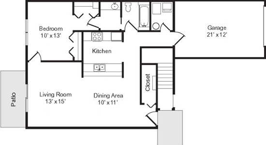 Dittmar Realty - Gateway Terrace Apartments Floorplan 1