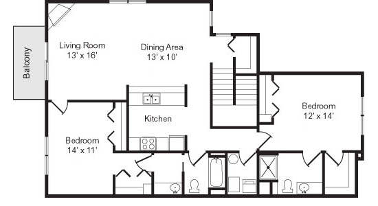 Dittmar Realty - Gateway Terrace Apartments Floorplan 4