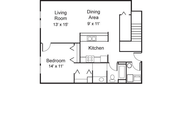 Dittmar Realty - Hillside Terrace Apartments Floorplan 1