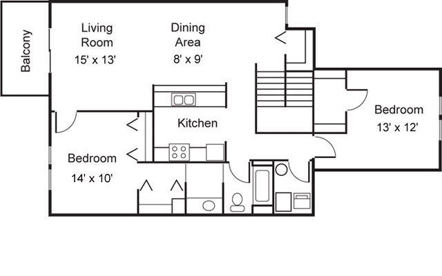 Dittmar Realty - Hillside Terrace Apartments Floorplan 3