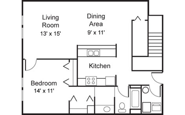 Dittmar Realty - Lake Terrace Apartments Floorplan 1