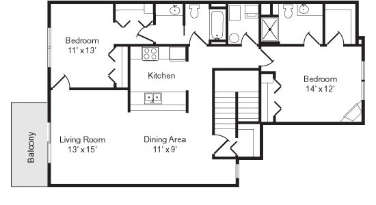 Dittmar Realty - Powder Hill Terrace Apartments Floorplan 3