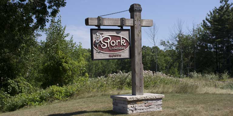 Stork Landing subdivision entrance sign